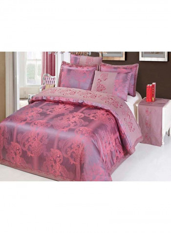 6-Piece Bedding Set With Jacquard Quilt Cover Cotton Purple King