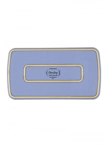 Stoneware Fountain Accent Rectangular Plate White/Blue