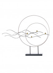 Two Circles Sculpture Gold/Brown/Silver 58x10x48centimeter