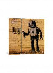 3-Piece Banksy Coney Island Barcode Robot Canvas Painting Set Multicolour 100x100x3.5centimeter