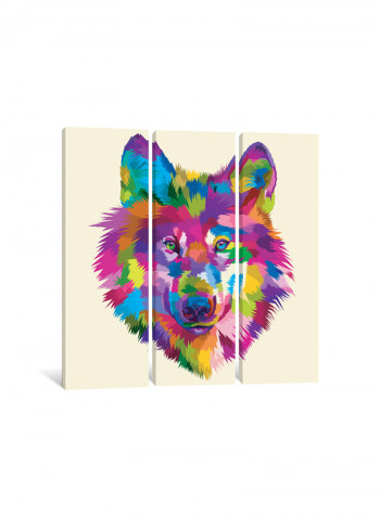 3-Piece Origami Wolf Canvas Painting Set Multicolour 100x100x3.5centimeter