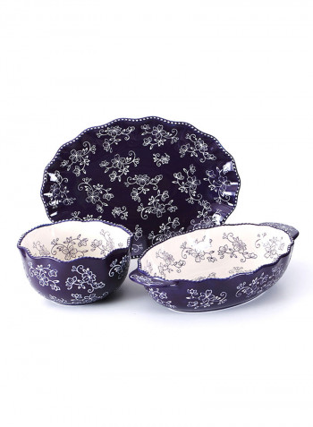 3-Piece Floral Lace Side Series Set purple