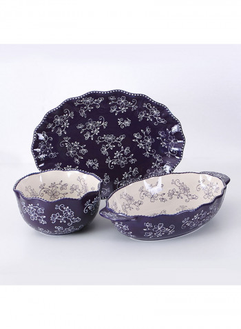 3-Piece Floral Lace Side Series Set purple