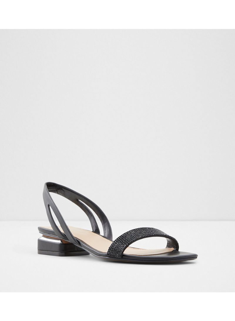 Adreilla Sequin Straps Flat Sandals Black