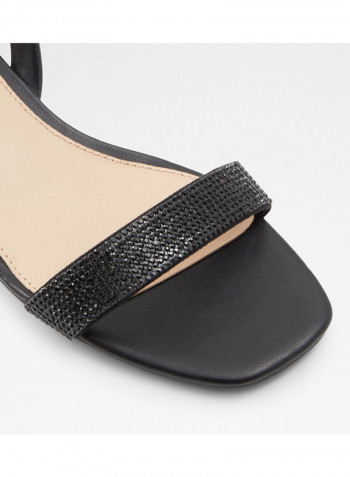 Adreilla Sequin Straps Flat Sandals Black