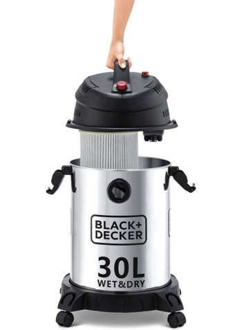 Drum Vacuum Cleaner Stainless Steel With Wet And Dry Function 1610W WV1450 30 l WV1450-B5 Silver/Black 30 l WV1450-B5 Silver/Black