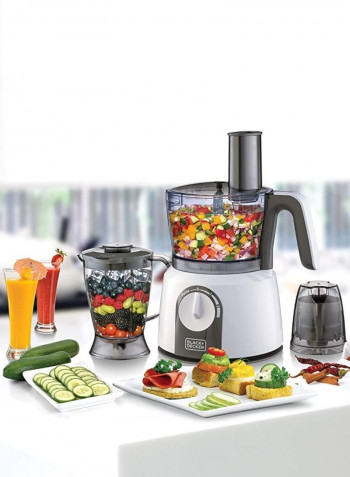 Food Processor 32 Functions 5-in-1 (Blender + Grinder + Dough Maker + Whisker + Food Processor) 1.5 لتر 1000 وات FX1075-B5 أبيض/أسود/رمادي