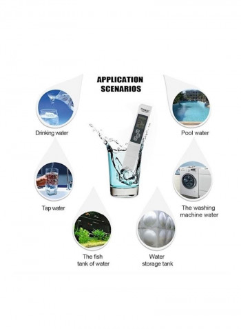 Digital TDS Water Quality Purity Tester Pen White/Black