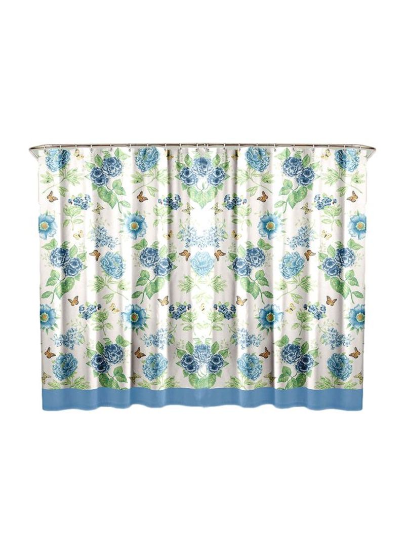 Floral Printed Shower Curtain Blue/Green/Brown