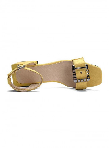 Leather Buckle Closure Casual Sandals Yellow