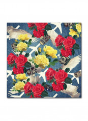 Flowers And Wings Geans Canvas Wall Art Multicolour 18 x 18inch
