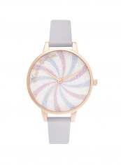 Women's Candy Shop White Glitter & Swirl 3D Print Dial Watch