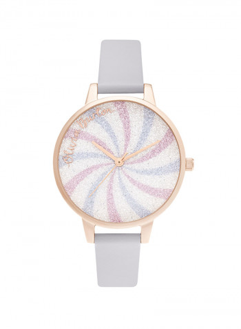 Women's Candy Shop White Glitter & Swirl 3D Print Dial Watch