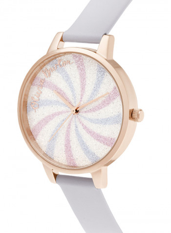 Women's Candy Shop White Glitter & Swirl 3D Print Dial Watch