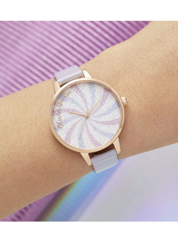Women's Candy Shop White Glitter & Swirl 3D Print Dial Watch