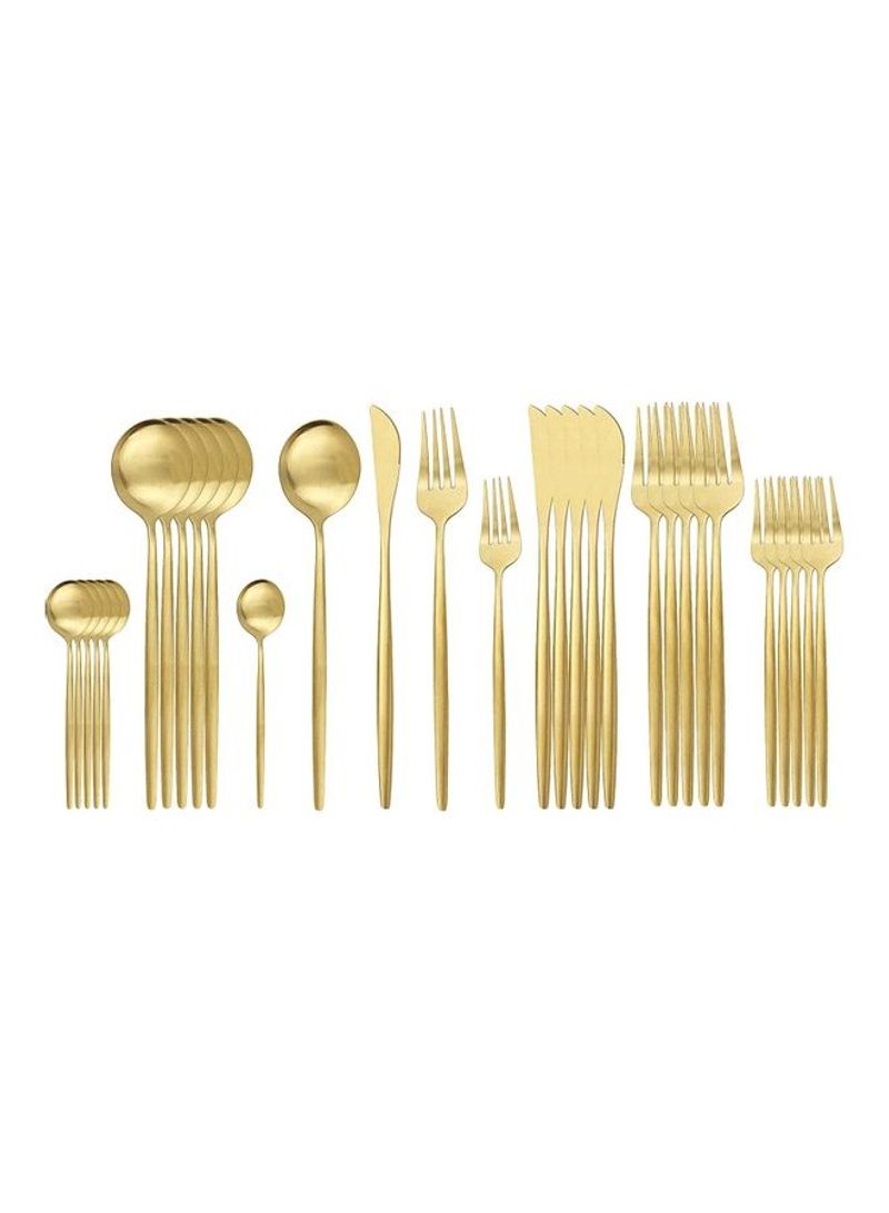 30-Piece Various Size Stainless Steel Cutlery Set Golden