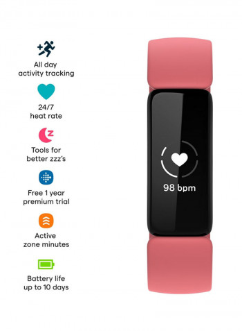 Inspire 2, Health And Fitness Tracker With Free 1-Year Fitbit Premium Trial, 24/7 Heart Rate And Upto 10 Days Battery Desert Rose/Black