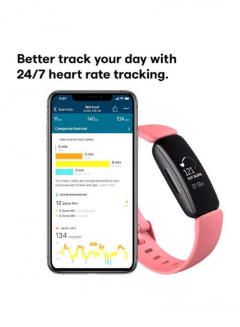 Inspire 2, Health And Fitness Tracker With Free 1-Year Fitbit Premium Trial, 24/7 Heart Rate And Upto 10 Days Battery Desert Rose/Black