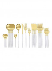 30-Piece Various Size Stainless Steel Cutlery Set Golden/White