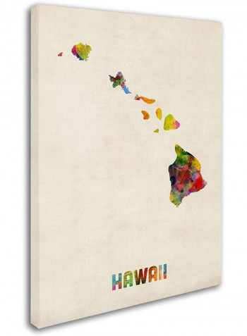 Hawaii Map Canvas Wall Art Multicolour 18 x 24inch