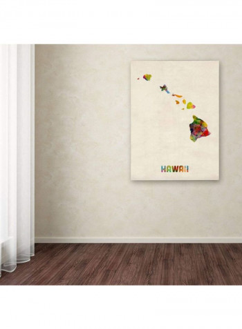 Hawaii Map Canvas Wall Art Multicolour 18 x 24inch