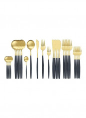 30-Piece Various Size Stainless Steel Cutlery Set Golden/Black