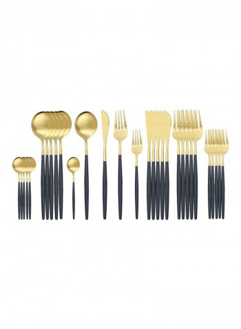 30-Piece Various Size Stainless Steel Cutlery Set Golden/Black