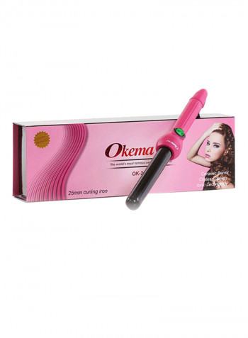 Curling Iron With Glove OK-2078 Pink/Black 25millimeter