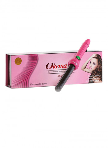 مكواة تجعيد الشعر طراز OK-2078 وردي/أسود 25ملليمتر