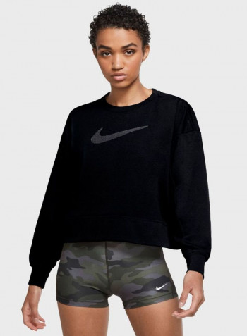 Logo Print Swoosh Sweatshirt Black