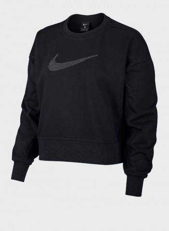 Logo Print Swoosh Sweatshirt Black