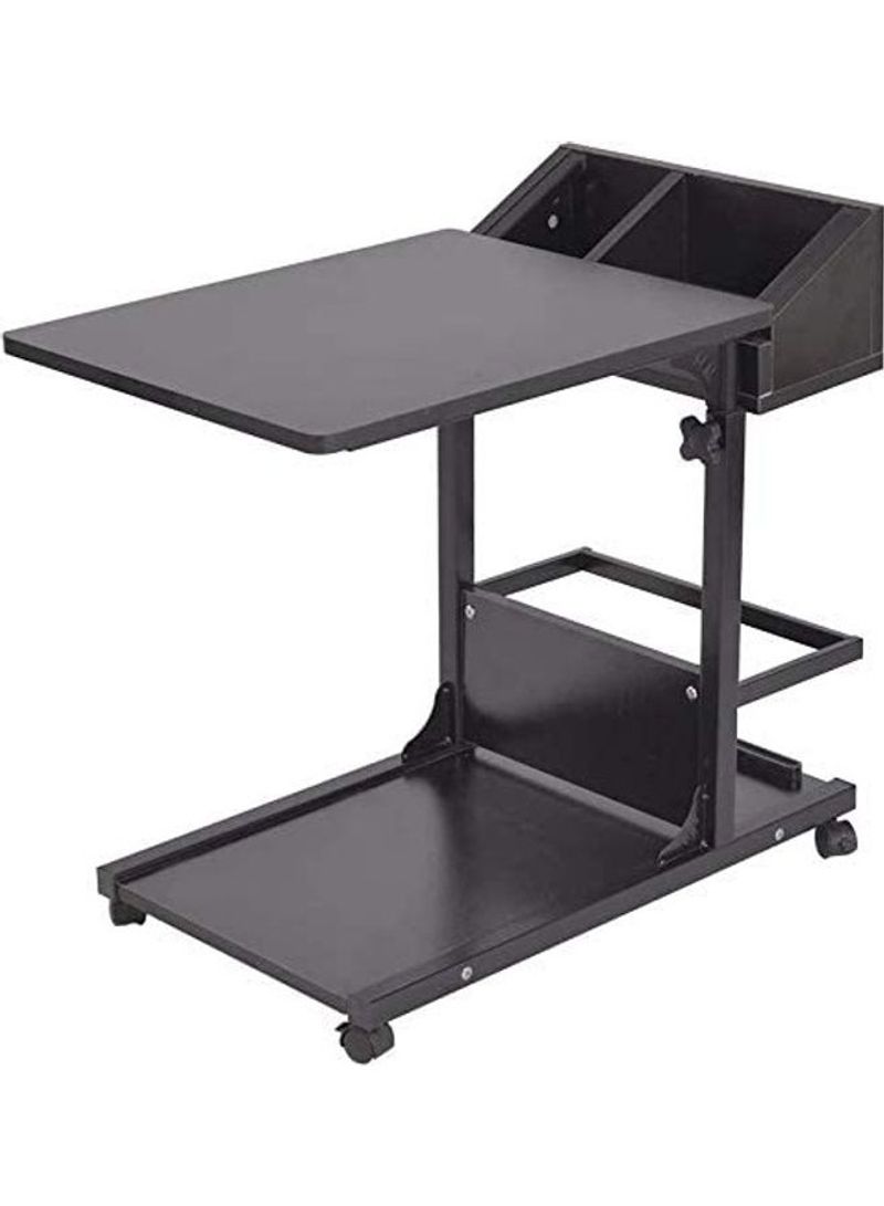 Height Adjustable Sofa Tray Side Table Black