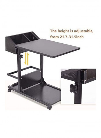 Height Adjustable Sofa Tray Side Table Black