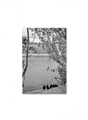 Girls On Seine Canvas Wall Art Multicolour 12 x 19inch