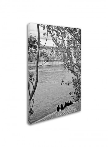 Girls On Seine Canvas Wall Art Multicolour 12 x 19inch