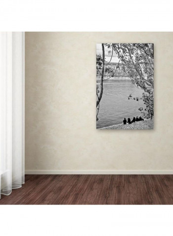 Girls On Seine Canvas Wall Art Multicolour 12 x 19inch
