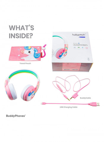 Wave Bluetooth Kids Headphones Waterproof Unicorn Pink