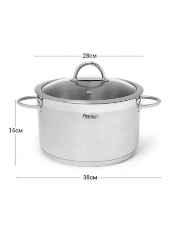 Benjamin Stainless Steel Casserole With Lid Silver 28x16cm