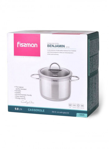 Benjamin Stainless Steel Casserole With Lid Silver 28x16cm