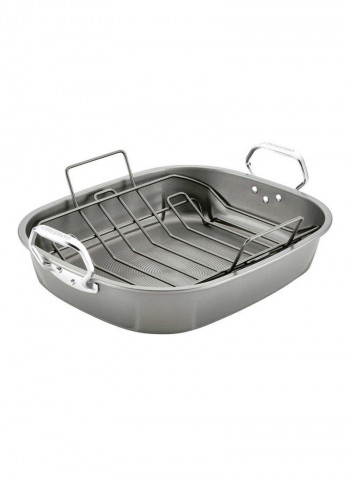 Oval Roasting Pan with Rack Grey 45.72 x 38cm