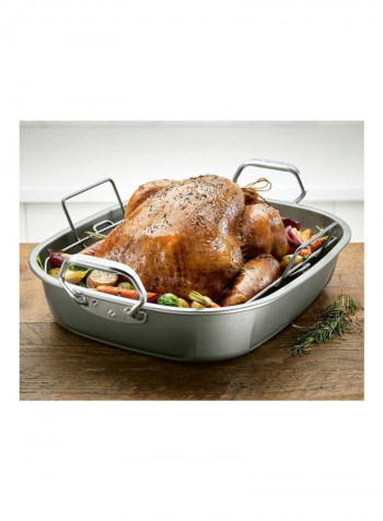 Oval Roasting Pan with Rack Grey 45.72 x 38cm