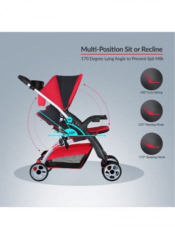 Baby Single Stroller - Red/Black/Silver