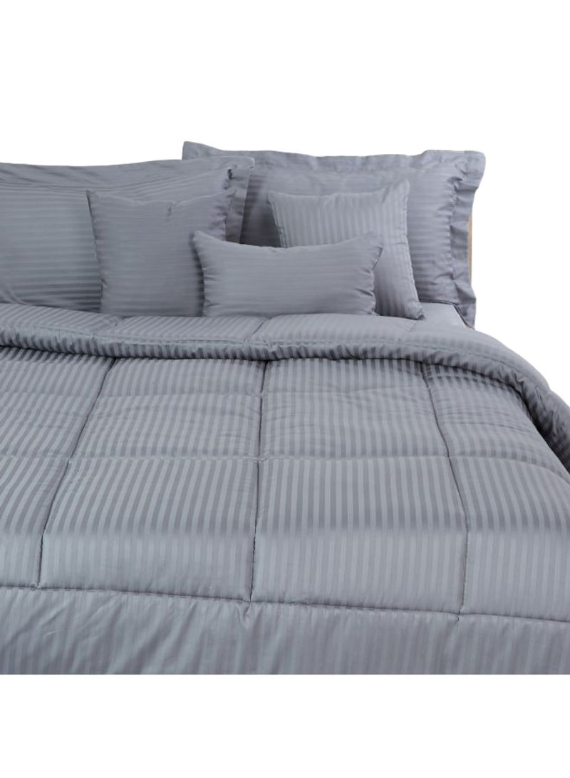 7-Piece Hamilton Striped Comforter Set Cotton Grey 240 x 220cm