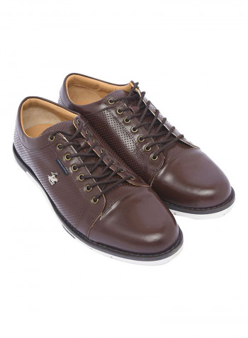 Men's Perforated Lace-Up Shoes Brown