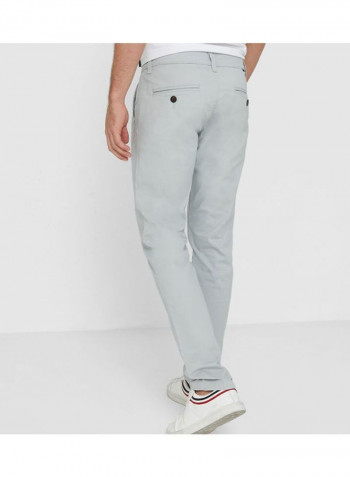 Slim Fit Slant Pocket Flat Front Pants Grey