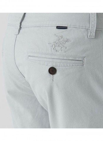 Slim Fit Slant Pocket Flat Front Pants Grey