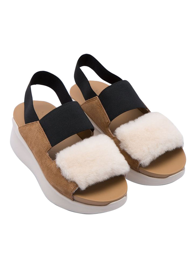 Fur Strap Sandals Brown