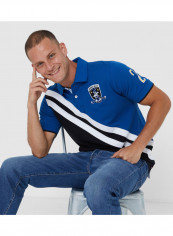 Logo Embroidered Colourblock Polo Blue/Black/White