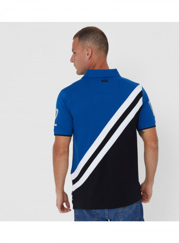 Logo Embroidered Colourblock Polo Blue/Black/White