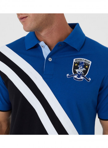 Logo Embroidered Colourblock Polo Blue/Black/White